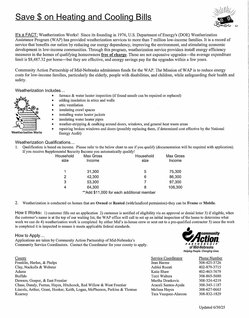 Community Action Partnership Weatherization Information